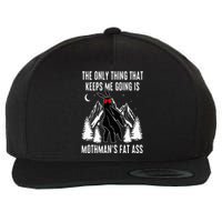 Funny Mothman Fat Ass Vintage Cryptid Funny Mothman Meme Wool Snapback Cap