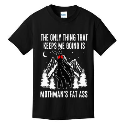 Funny Mothman Fat Ass Vintage Cryptid Funny Mothman Meme Kids T-Shirt