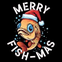 Funny Merry Fishmas Christmas Fish Great Gift Flat Bill Trucker Hat
