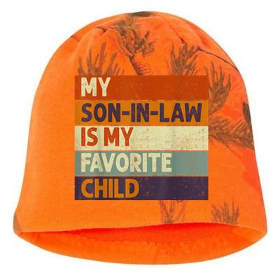 Funny Mothers Fathers Day My Son In Law Is My Favorite Child Kati - Camo Knit Beanie