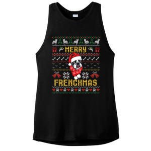 Funny Merry Frenchmas French Bulldog Christmas Ugly Sweater Gift Ladies PosiCharge Tri-Blend Wicking Tank