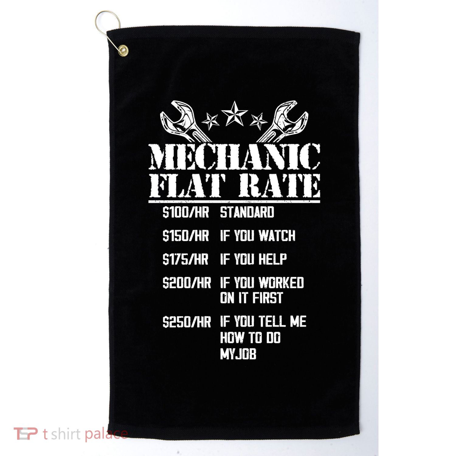 Funny Mechanic Flat Rate Golf Towel