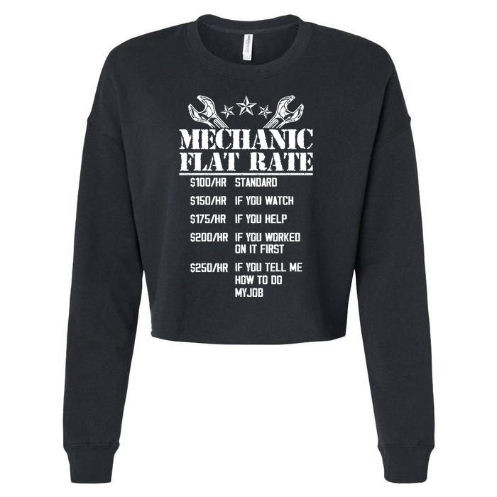 Funny Mechanic Flat Rate Cropped Pullover Crew
