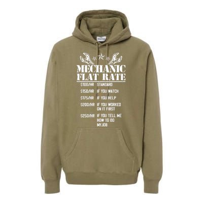 Funny Mechanic Flat Rate Premium Hoodie