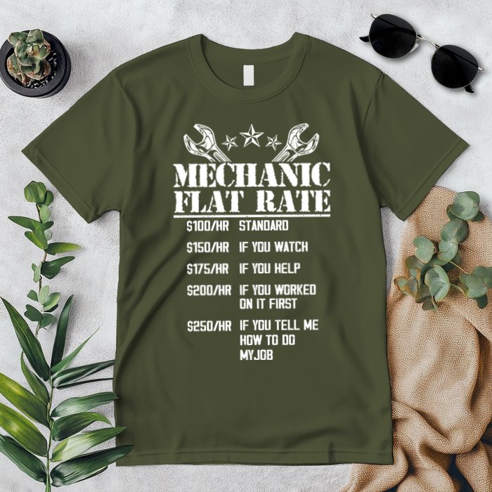 Funny Mechanic Flat Rate Premium T-Shirt