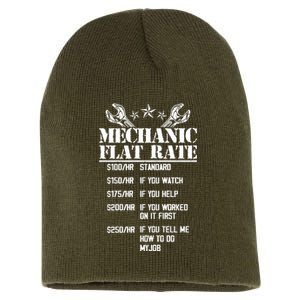 Funny Mechanic Flat Rate Short Acrylic Beanie