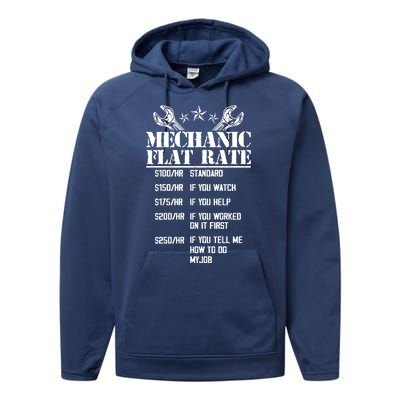 Funny Mechanic Flat Rate Performance Fleece Hoodie