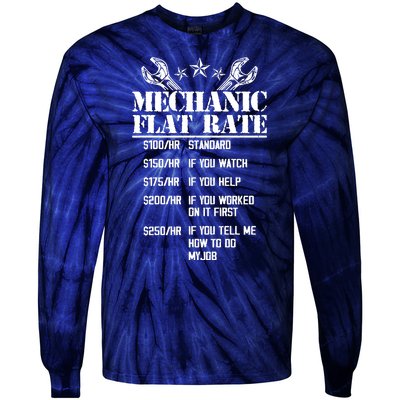 Funny Mechanic Flat Rate Tie-Dye Long Sleeve Shirt