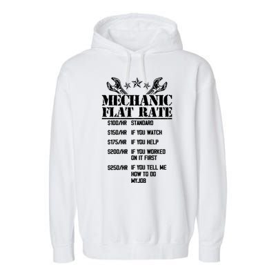 Funny Mechanic Flat Rate Garment-Dyed Fleece Hoodie