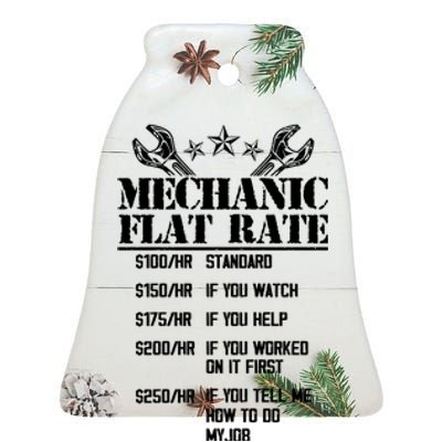 Funny Mechanic Flat Rate Ceramic Bell Ornament