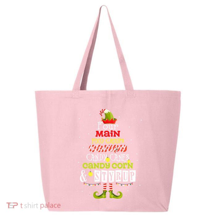 Four Main Food Groups Elf Buddy Christmas Candy Pajama 25L Jumbo Tote