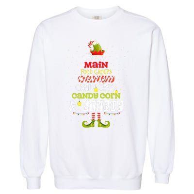 Four Main Food Groups Elf Buddy Christmas Candy Pajama Garment-Dyed Sweatshirt