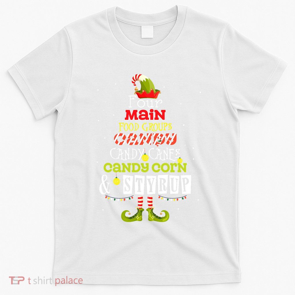 Four Main Food Groups Elf Buddy Christmas Candy Pajama T-Shirt