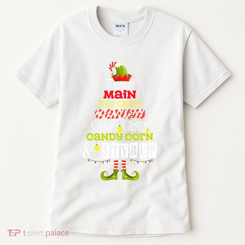 Four Main Food Groups Elf Buddy Christmas Candy Pajama Tall T-Shirt