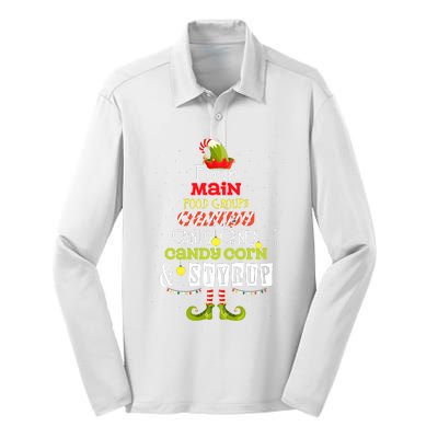 Four Main Food Groups Elf Buddy Christmas Candy Pajama Silk Touch Performance Long Sleeve Polo