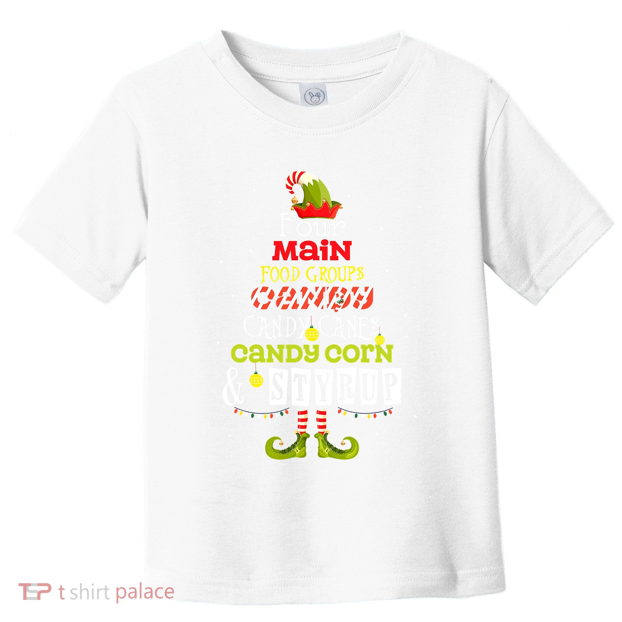 Four Main Food Groups Elf Buddy Christmas Candy Pajama Toddler T-Shirt