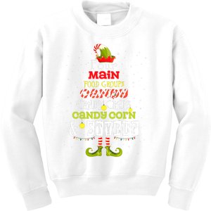 Four Main Food Groups Elf Buddy Christmas Candy Pajama Kids Sweatshirt