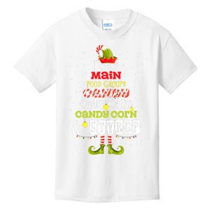 Four Main Food Groups Elf Buddy Christmas Candy Pajama Kids T-Shirt