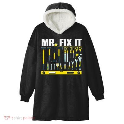 Funny Mr. Fix It Art For DIY Handyman  Repairman Lovers  Hooded Wearable Blanket