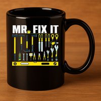 Funny Mr. Fix It Art For DIY Handyman  Repairman Lovers  11oz C Handle Ceramic Mug