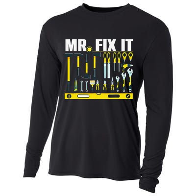 Funny Mr. Fix It Art For DIY Handyman  Repairman Lovers  Cooling Performance Long Sleeve Crew