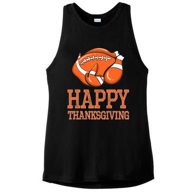 Feast Mode Football Turkey Funny Thanksgiving Gifts Ladies PosiCharge Tri-Blend Wicking Tank