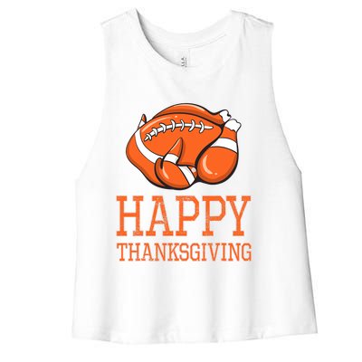 Feast Mode Football Turkey Funny Thanksgiving Gifts Women's Racerback Cropped Tank