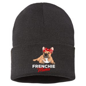 Frenchie Mama Funny French Bulldog Dog Mom Cute Sustainable Knit Beanie