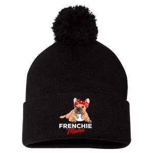 Frenchie Mama Funny French Bulldog Dog Mom Cute Pom Pom 12in Knit Beanie