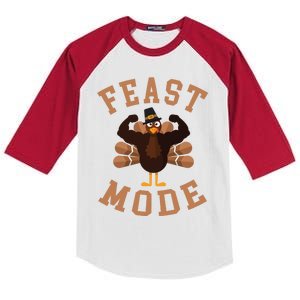 Feast Mode Funny Thanksgiving Food Fitness Great Gift Kids Colorblock Raglan Jersey