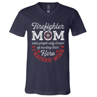 Firefighter Mom Firewoman Proud Moms Mother's Day Vintage V-Neck T-Shirt