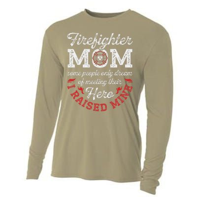 Firefighter Mom Firewoman Proud Moms Mother's Day Vintage Cooling Performance Long Sleeve Crew