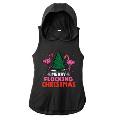 Flamingo Merry Flocking Christmas Funny Xmas Cool Gift Ladies PosiCharge Tri-Blend Wicking Draft Hoodie Tank