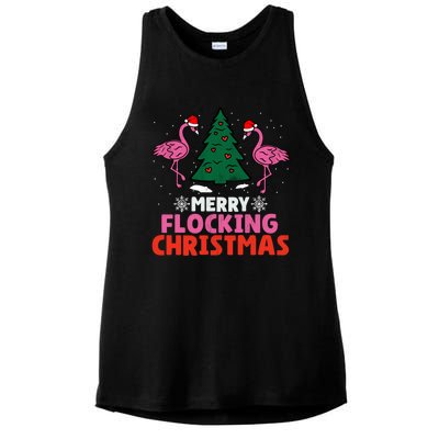 Flamingo Merry Flocking Christmas Funny Xmas Cool Gift Ladies PosiCharge Tri-Blend Wicking Tank