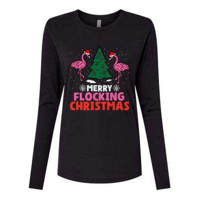 Flamingo Merry Flocking Christmas Funny Xmas Cool Gift Womens Cotton Relaxed Long Sleeve T-Shirt