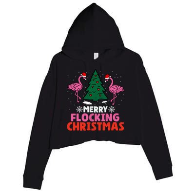 Flamingo Merry Flocking Christmas Funny Xmas Cool Gift Crop Fleece Hoodie