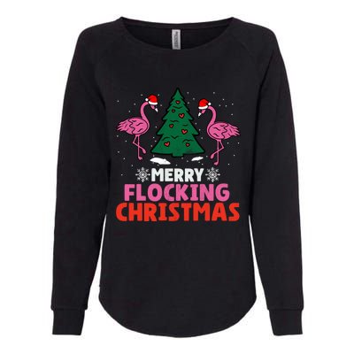 Flamingo Merry Flocking Christmas Funny Xmas Cool Gift Womens California Wash Sweatshirt