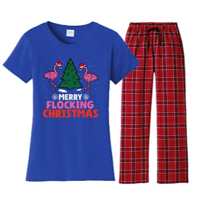 Flamingo Merry Flocking Christmas Funny Xmas Cool Gift Women's Flannel Pajama Set