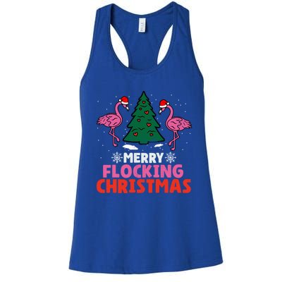 Flamingo Merry Flocking Christmas Funny Xmas Cool Gift Women's Racerback Tank