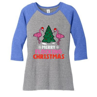 Flamingo Merry Flocking Christmas Funny Xmas Cool Gift Women's Tri-Blend 3/4-Sleeve Raglan Shirt