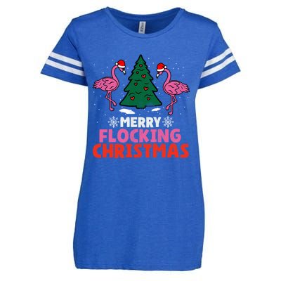 Flamingo Merry Flocking Christmas Funny Xmas Cool Gift Enza Ladies Jersey Football T-Shirt