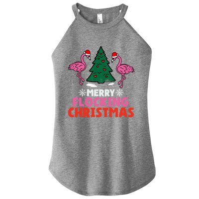 Flamingo Merry Flocking Christmas Funny Xmas Cool Gift Women's Perfect Tri Rocker Tank