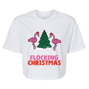 Flamingo Merry Flocking Christmas Funny Xmas Cool Gift Bella+Canvas Jersey Crop Tee