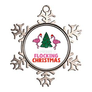 Flamingo Merry Flocking Christmas Funny Xmas Cool Gift Metallic Star Ornament