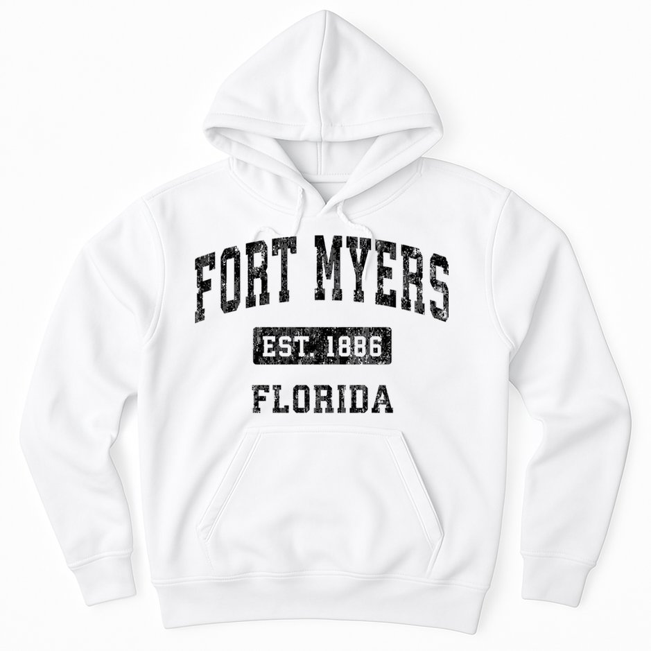 Fort Myers Florida Fl Vintage Established Sports Design Hoodie