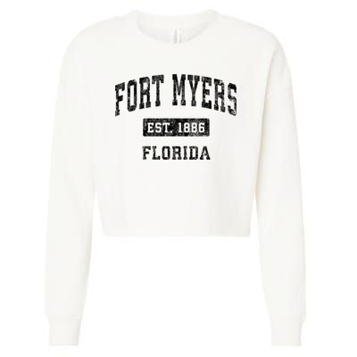 Fort Myers Florida Fl Vintage Established Sports Design Cropped Pullover Crew