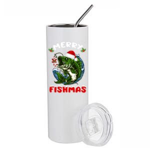 Funny Merry Fishmas Fishers Fishing Christmas Santa Pajama Cute Gift Stainless Steel Tumbler