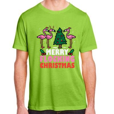 Flamingo Merry Flocking Christmas Funny Xmas Gift Adult ChromaSoft Performance T-Shirt