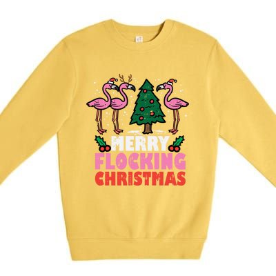 Flamingo Merry Flocking Christmas Funny Xmas Gift Premium Crewneck Sweatshirt