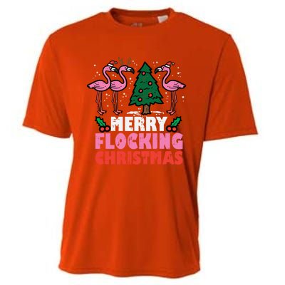 Flamingo Merry Flocking Christmas Funny Xmas Gift Cooling Performance Crew T-Shirt